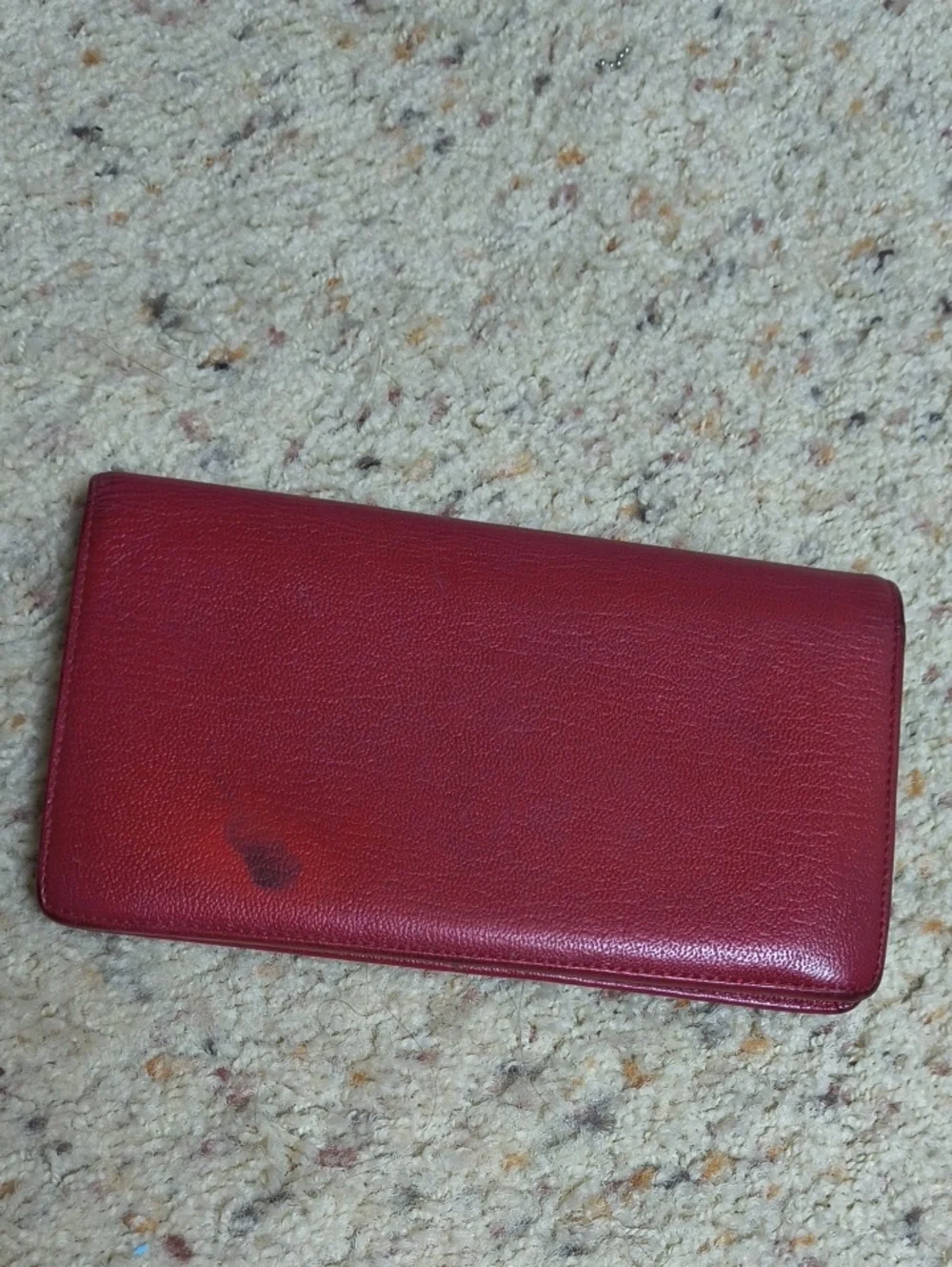 Chanel Dark Red Leather Long Flip Gold CC Logo Bifold Wallet